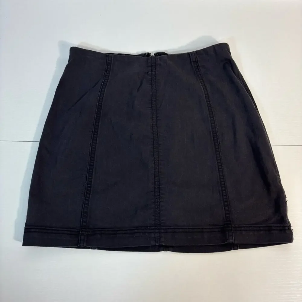 Free People Black Denim Mini Skirt Size 12 G0136